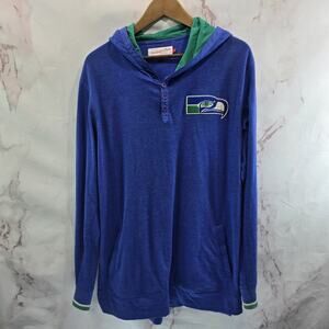 Seahawks Hooded Shirt Mens Large Mitchell & Ness NFL Seattle Henley Lightweight